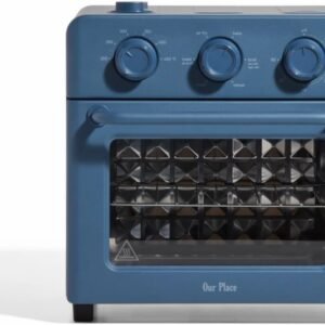 Our Place Wonder Oven | 6-in-1 Stainless Steel Air Fryer Toaster Oven Combo with Basket. Rack. Pan & Tray | Compact 13 QT Countertop Capacity - Toast. Roast. Bake. Reheat. Broil & Steam | Blue Salt