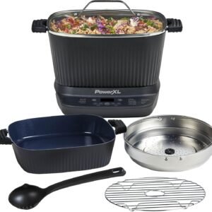 STIRMAX DELUXE 7.5 Quart Digital Multi-Cooker with Automatic Paddle to Stir and Shred. 9 in 1 programmable presets to Sauté. Sear. and Brown Food Before Simmering – Accessories. Skillet. & Cookbook